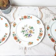 Set of 3 vintage earthenware flat plates "Moulins des Loups" Orchies model from the 1960s