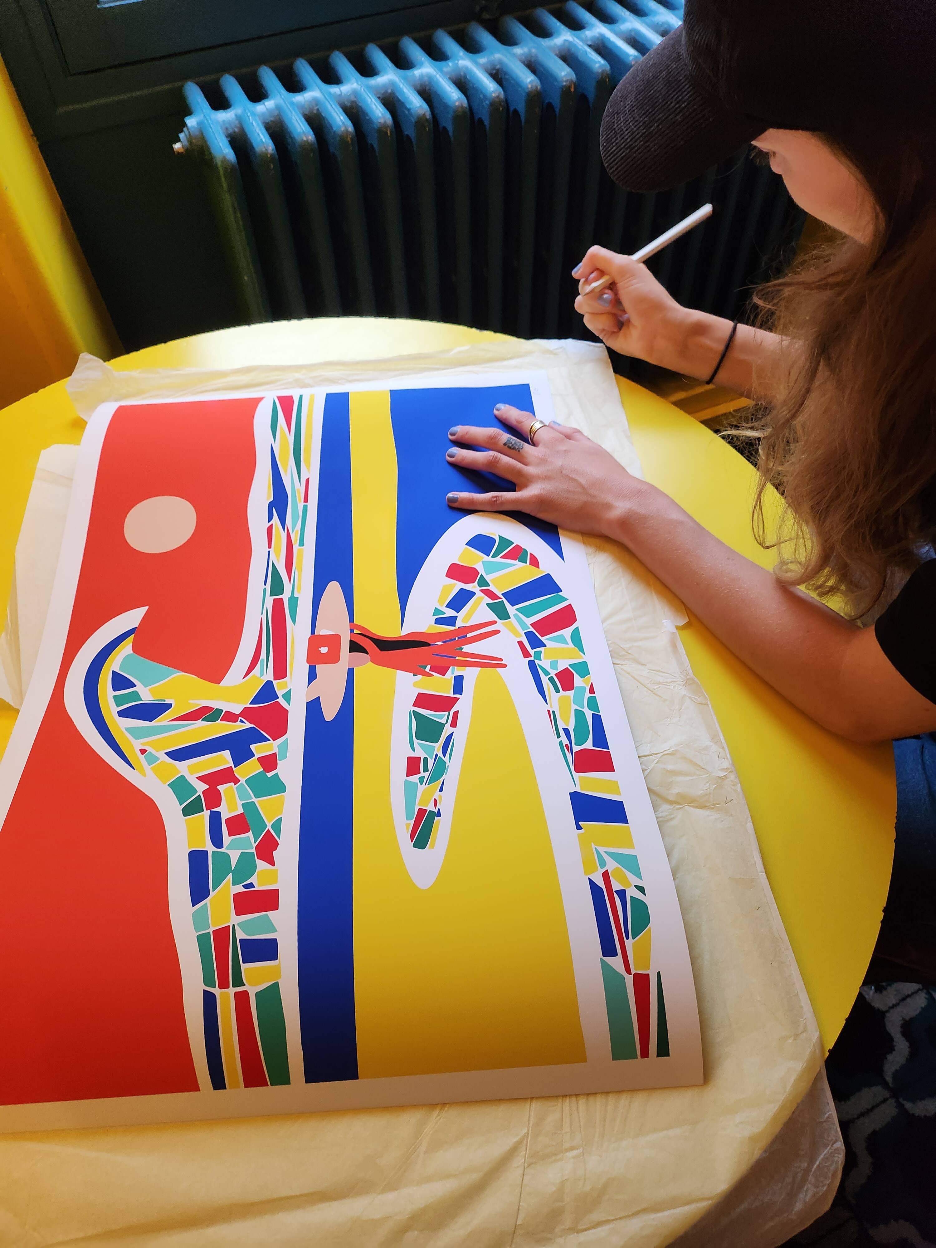 Surf illustration, limited edition of 30 copies, signed by the artist