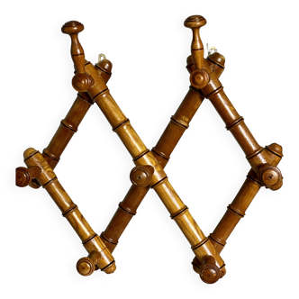 Portemanteau accordéon bois tourné XIXé s.