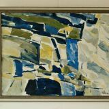 Original mid-century Swedish oil on canvas – “Abstract Composition” by Tryggve Örn – vintage & framed, 52.5 × 67 cm