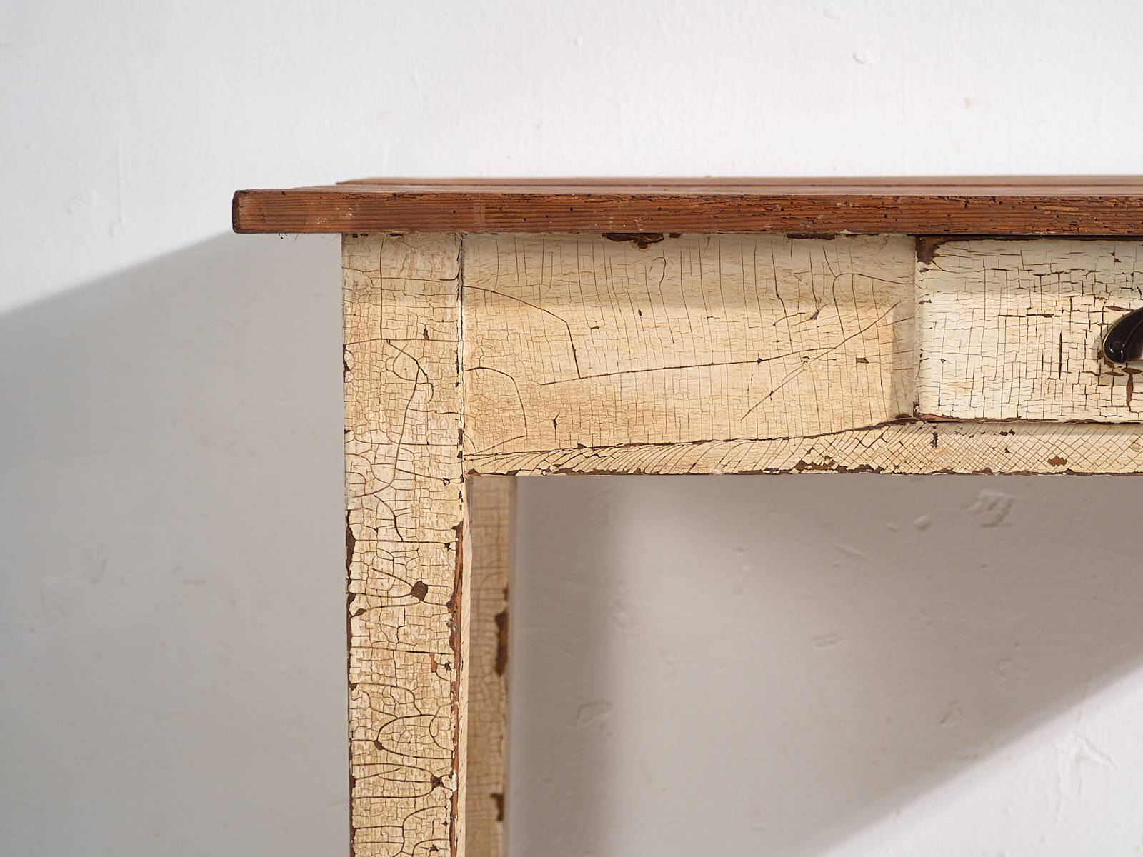 Antique white solid wood table (c.1920) #8