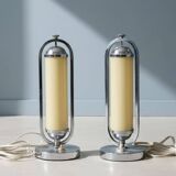 Pair of Bauhaus functionalist chrome table lamps, Czechoslovakia 1930s
