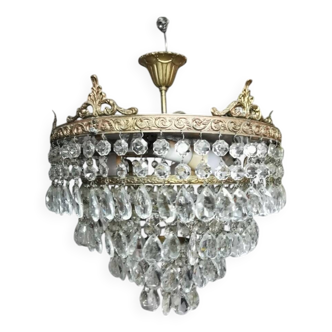 Bronze and crystal ceiling chandelier