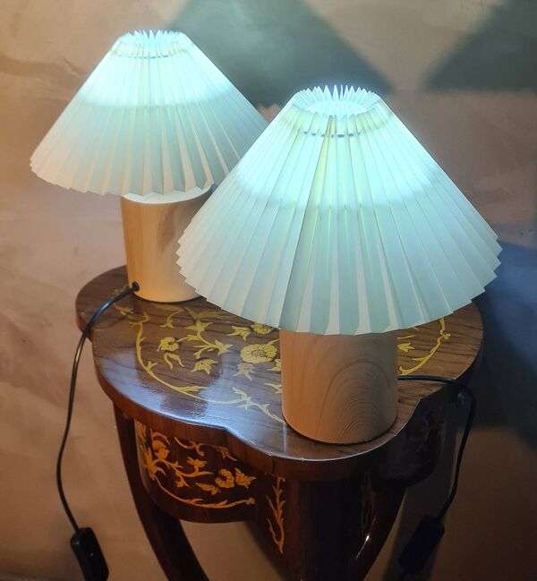 paire de lampes de chevet  bois massif scandinave design 31x25 elec changer