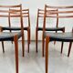Ensemble de 4 chaises modèle 78 en teck et cuir par Niels O. Møller