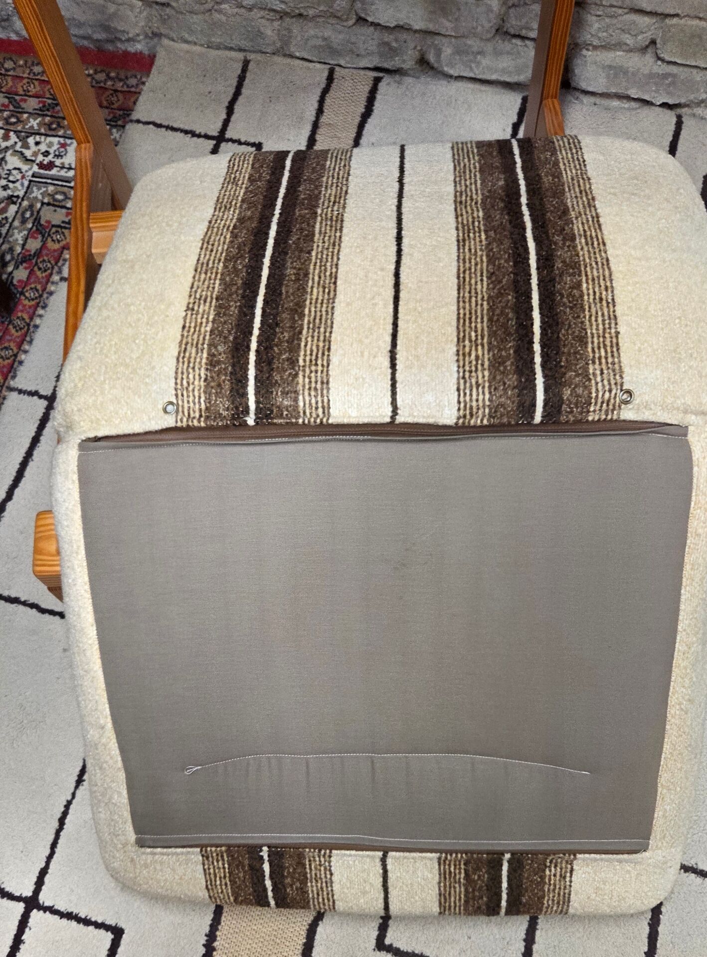 Pair of vintage 1970s armchairs in solid pine.