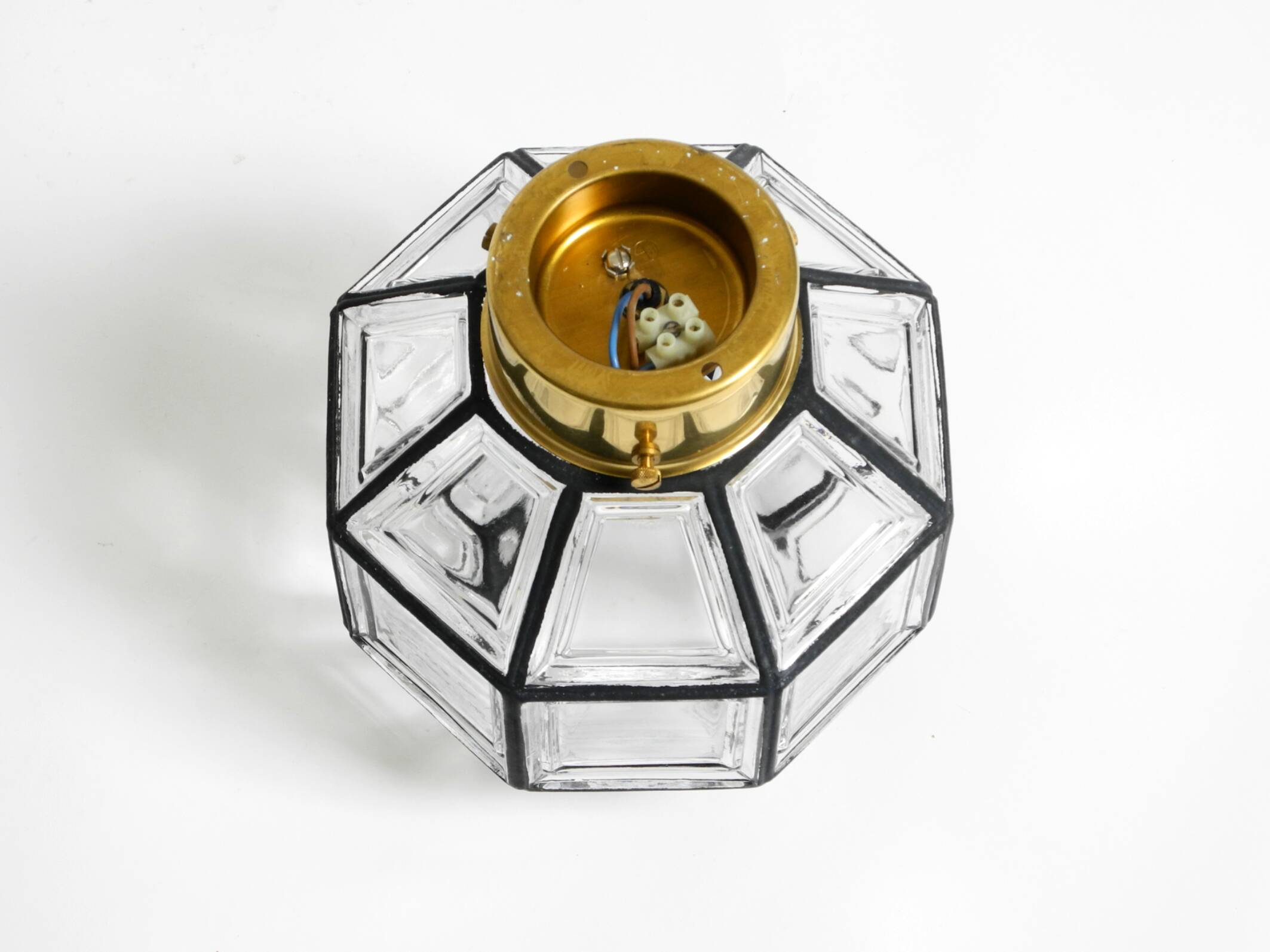 Beautiful 1970s Limburg glass ceiling lamp in octagon shape