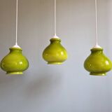 Vintage green opaline pendant light (4 available), 1960-70