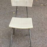 Children's chair, grey metal and beige plastic, 1970s