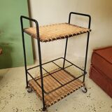 Wicker and vintage black metal trolley