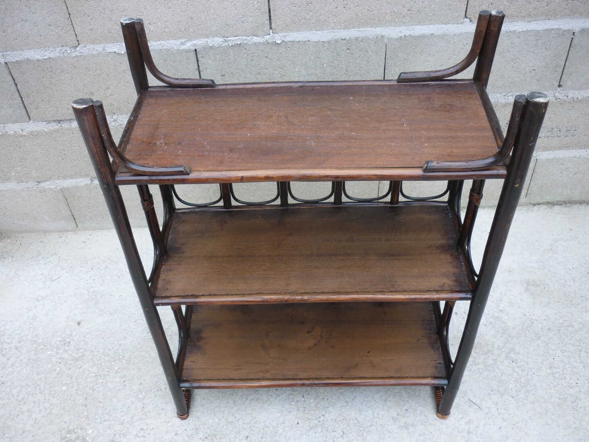 Bamboo and dark rattan shelf