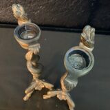 Pair of candlesticks with snakes, gilded bronze 19th century