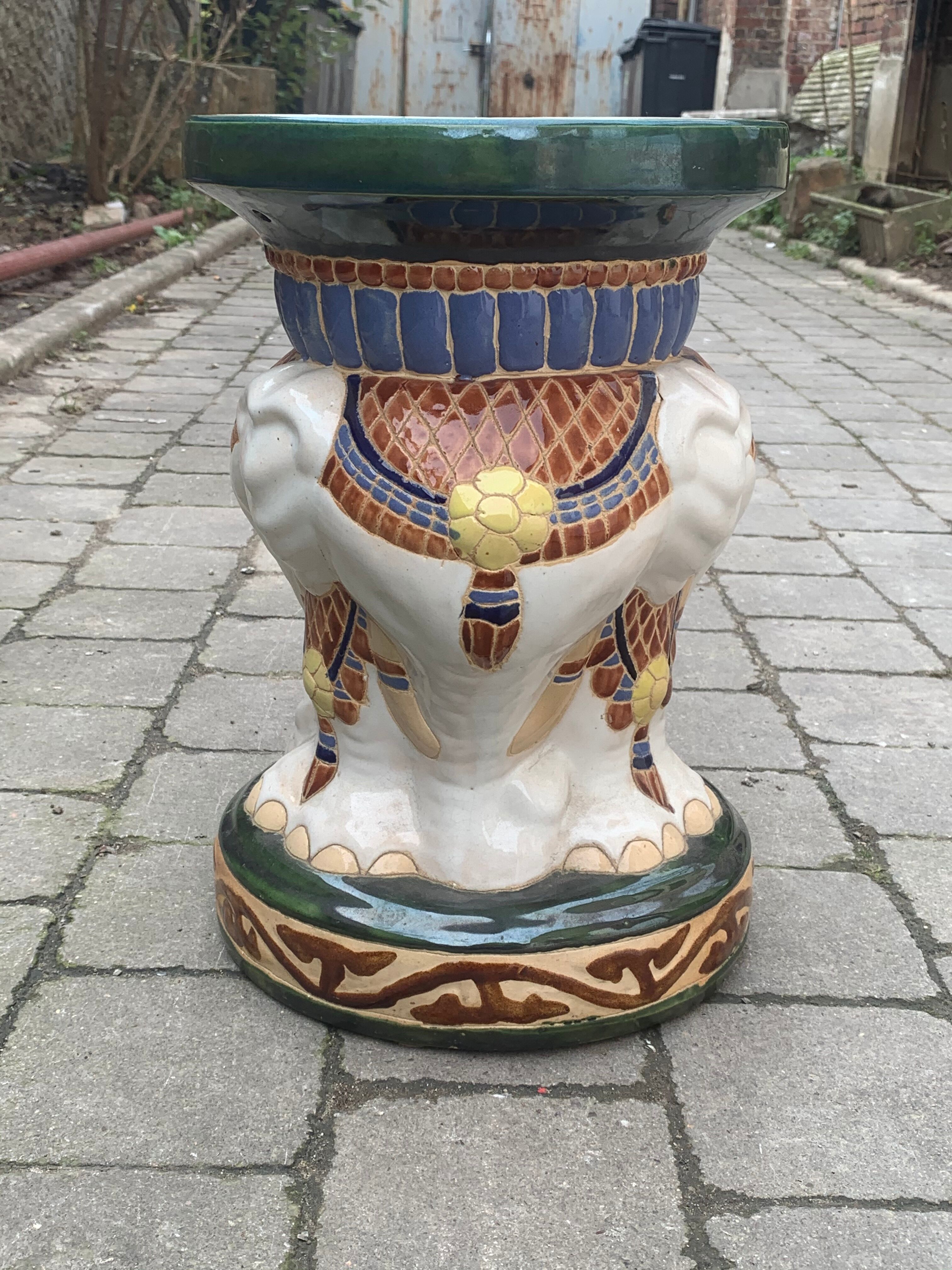 Decorative ceramic elephant stool