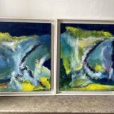Paire de tableaux abstraits