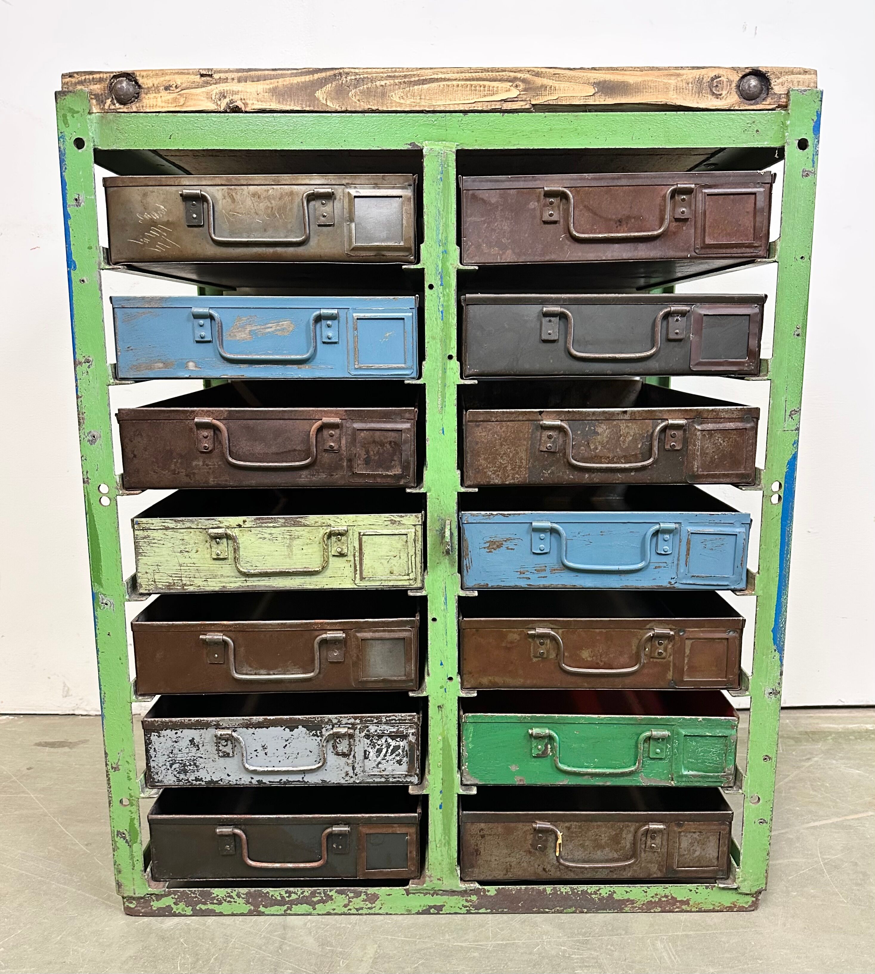 Vintage industrial iron chest of drawers, 1950s