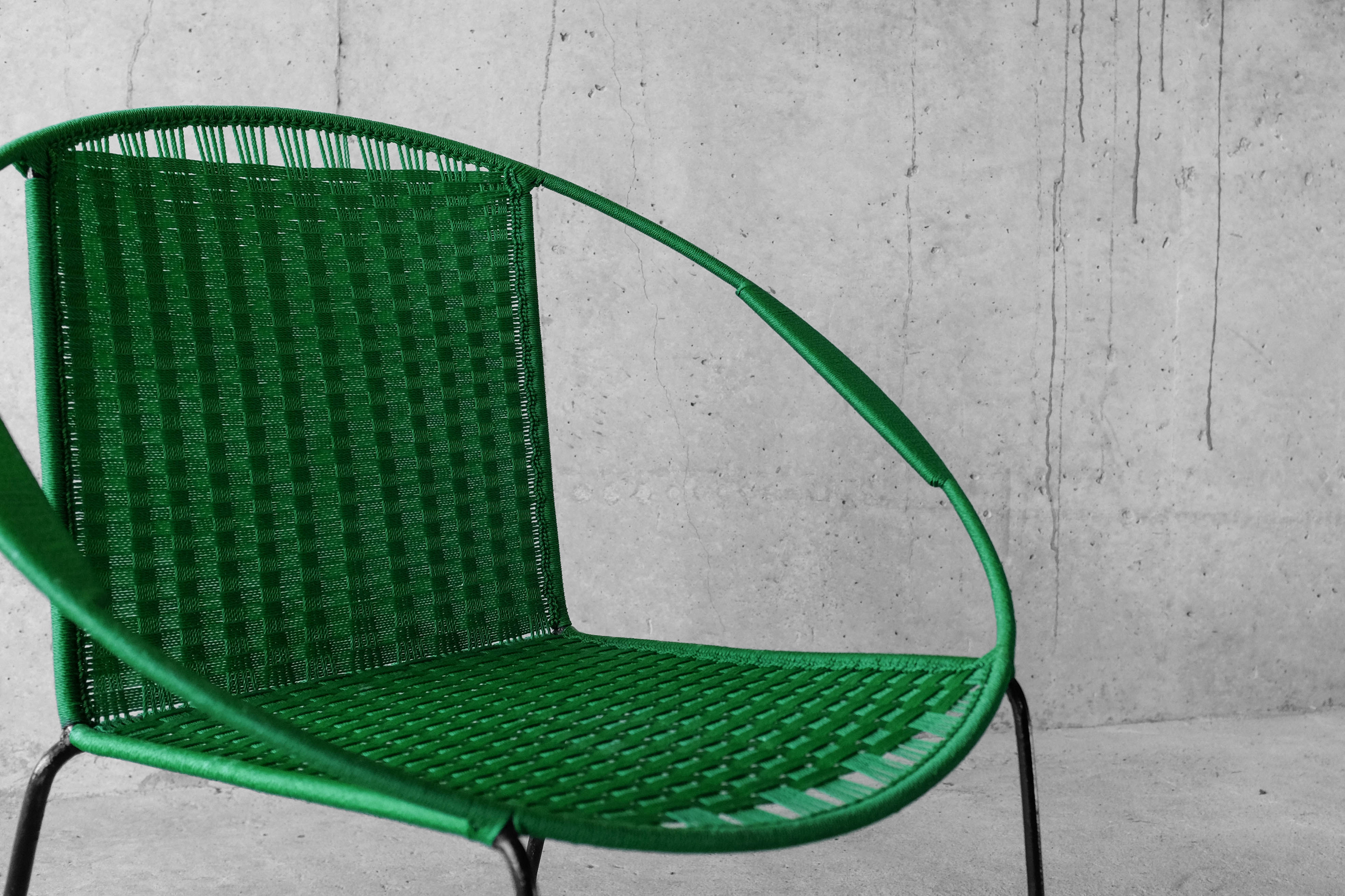 Armchair metal structure and green ropes 1960