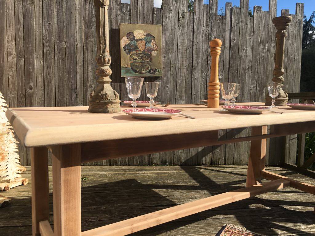 Raw wood farmhouse table