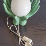 Vintage hands lamp globe opaline and green ceramic