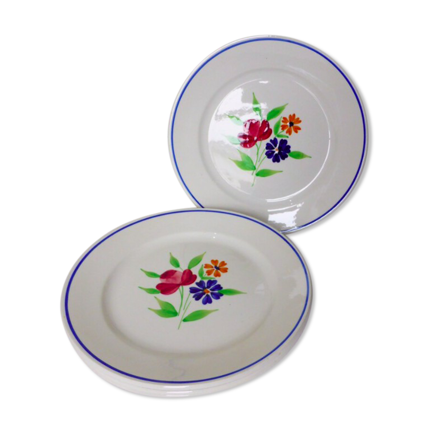 Set of 4 vintage dessert plates from the Badonviller porcelain factory