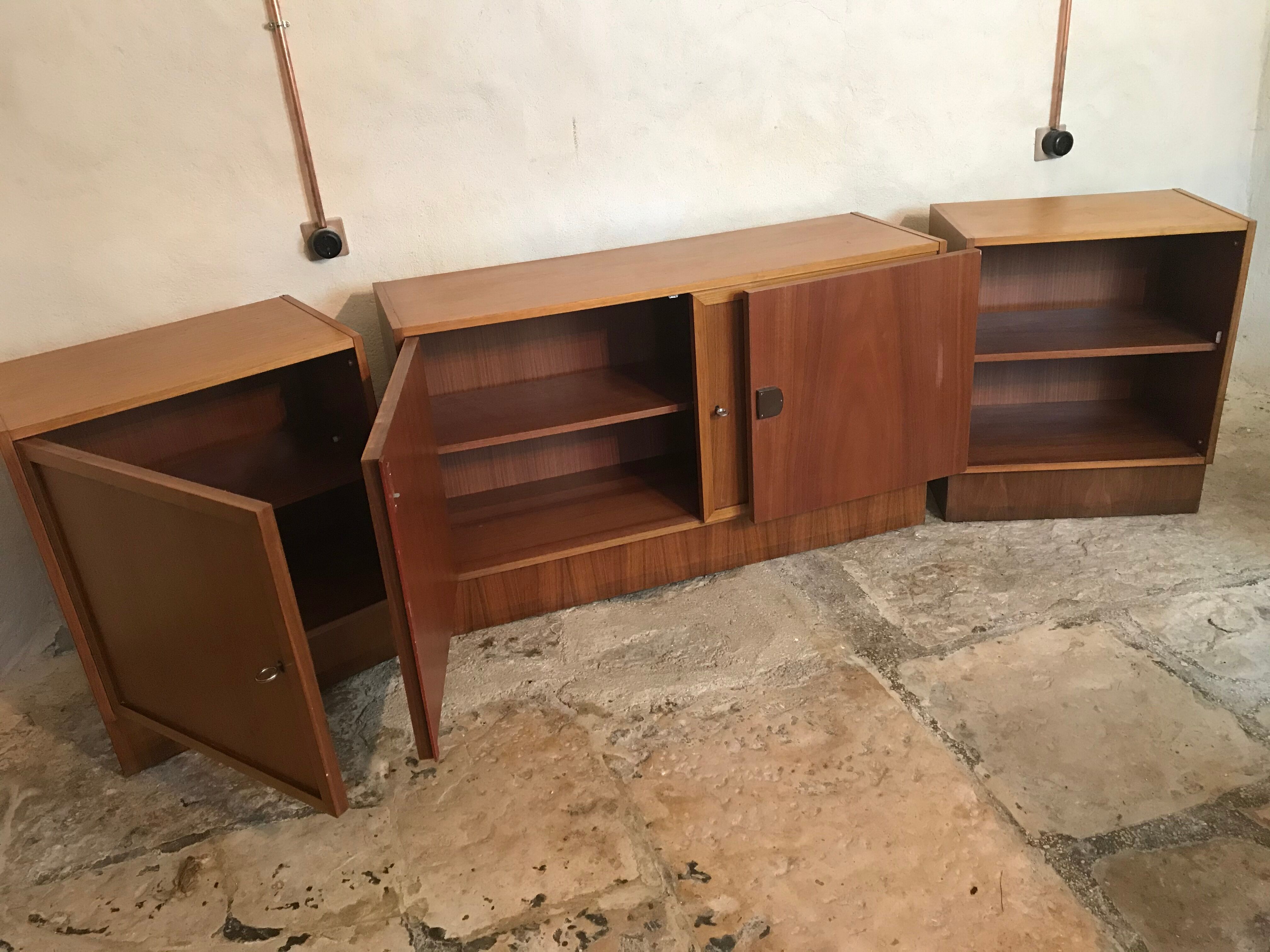 Set de trois modules enfilade style scandinave teck blond 1960