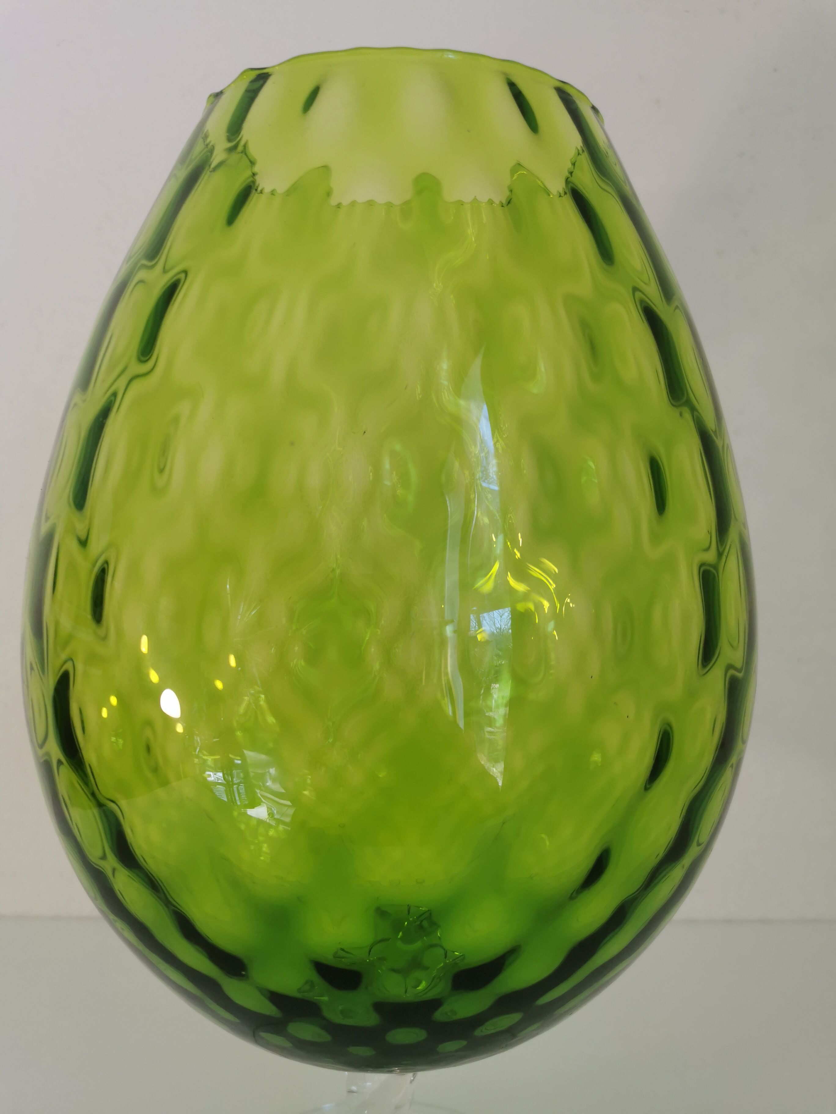 Vintage green glass vase