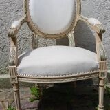 Louis XVI cabriolet armchair Solid oak, 18th century, reupholstered