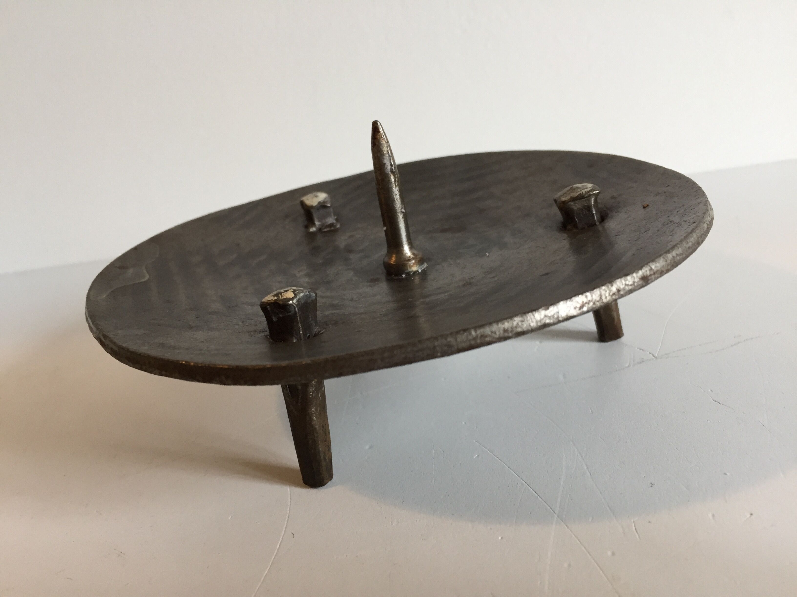 Vintage brutalist steel table bougeoir