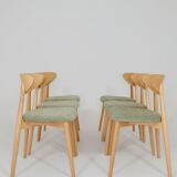 Ensemble de 6 chaises de salle à manger modernes, tissu sauge et bois de hêtre naturel