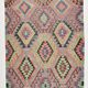 6x9 Green & Salmon Geometric Kilim Rug, 177x266Cm
