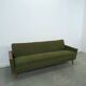 Slaapbank met groene stof en teakhout