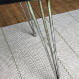 Duo of chairs in formica imitation brown wood and eiffel feet