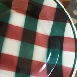 Matching old hollow plates in pink and green.