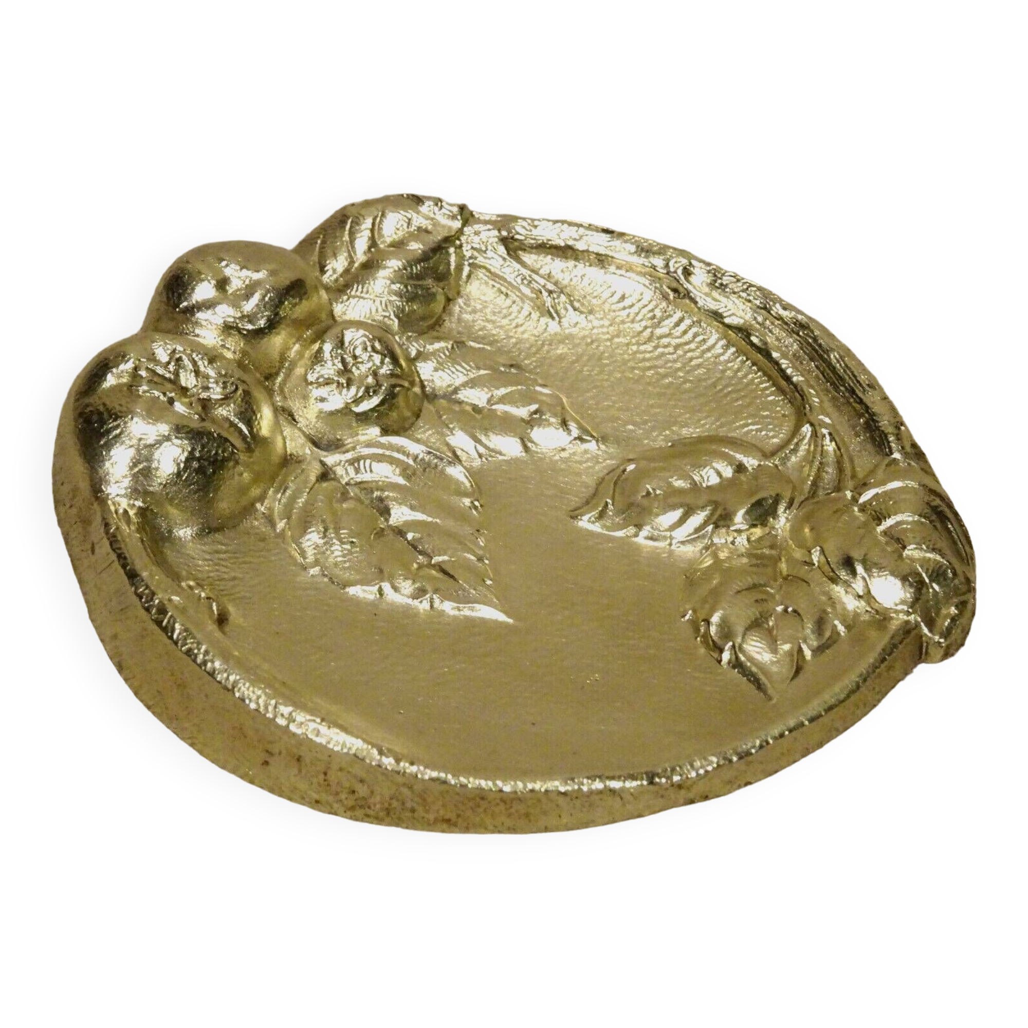 Old bronze cup empty pocket with apple apple tree fruit decoration Ø 9.5 cm