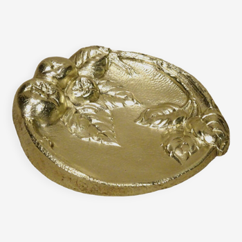 Ancien vide poche coupelle bronze à décor de fruits pommes pommier Ø 9,5 cm