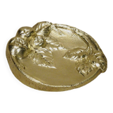 Old bronze cup empty pocket with apple apple tree fruit decoration Ø 9.5 cm