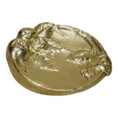 Old bronze cup empty pocket with apple apple tree fruit decoration Ø 9.5 cm