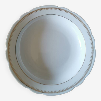 Round dish in Bavaria Porcelain, White and Gold