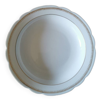 Plat rond en porcelaine Bavaria, blanc et or