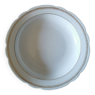 Round dish in Bavaria Porcelain, White and Gold