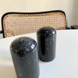 Vintage black marble salt and pepper shaker
