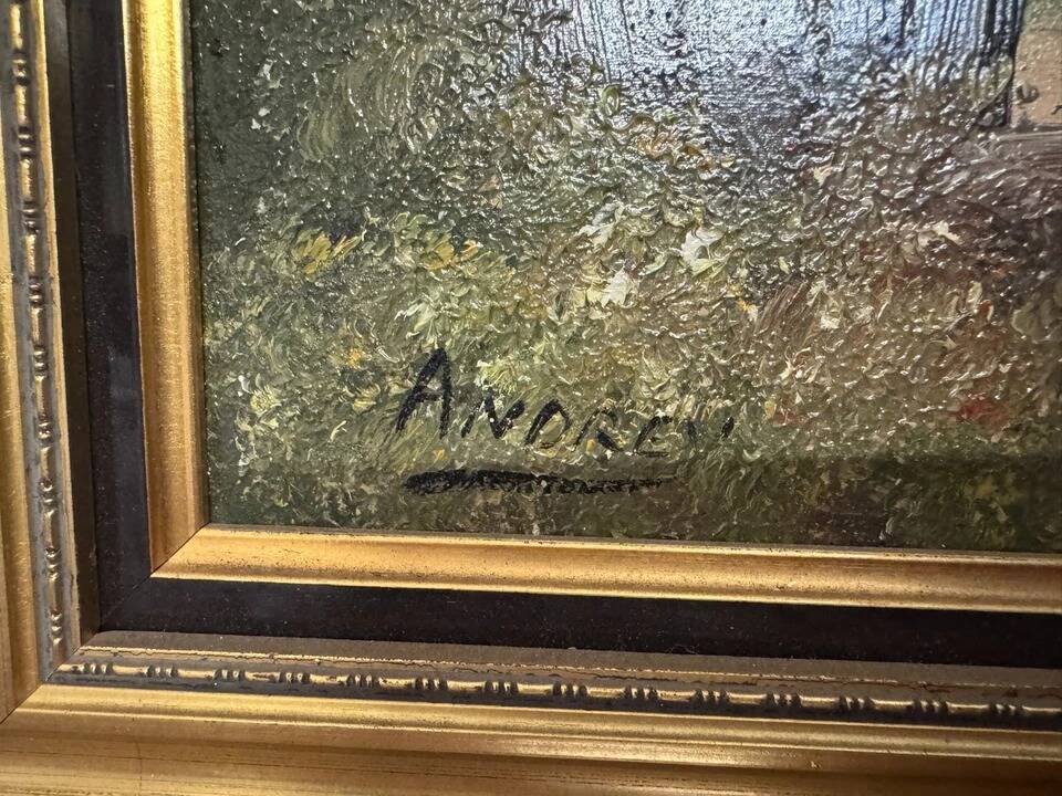 Countryside landscape – Oil on panel signed Anderson – 20th century