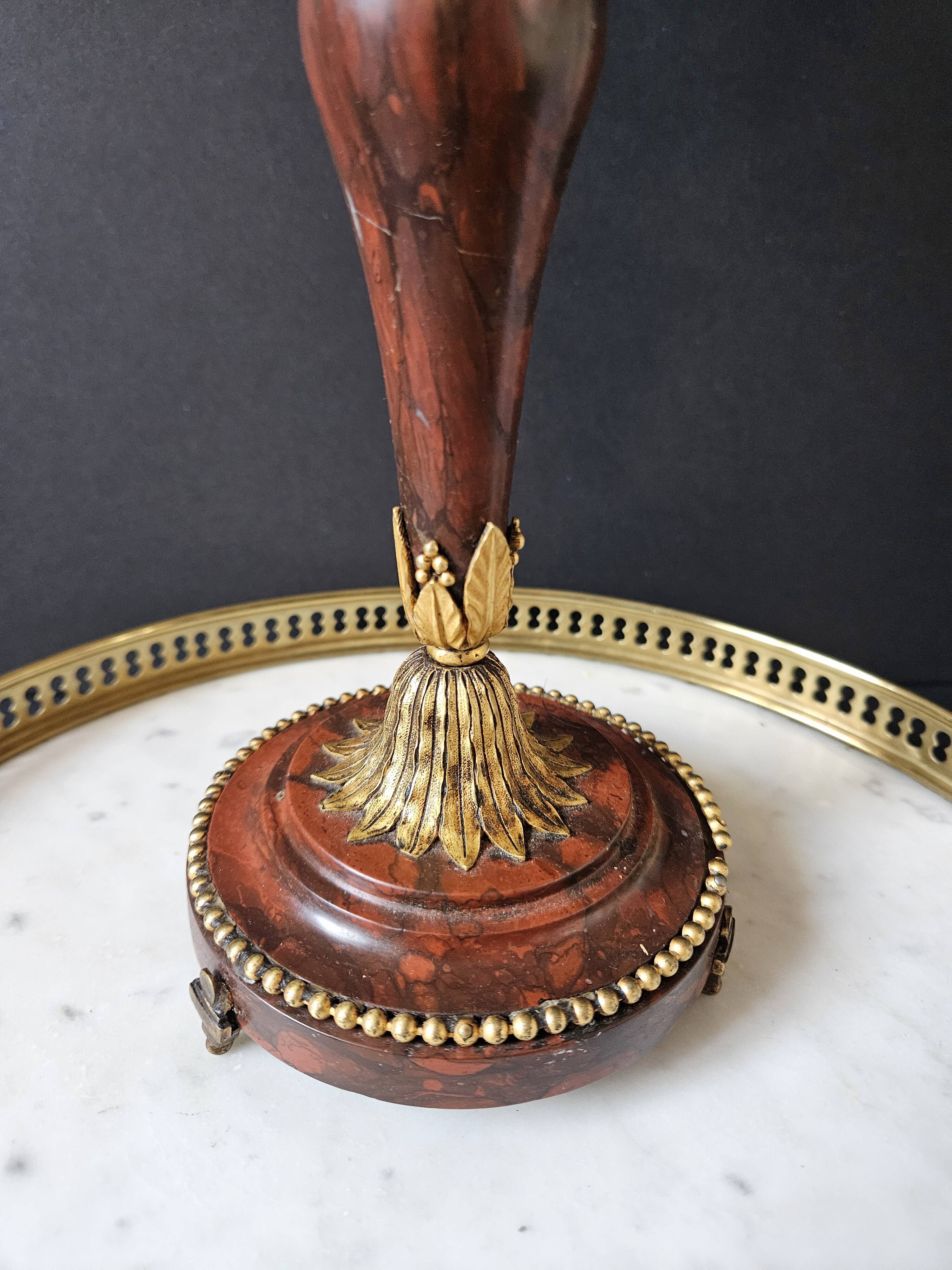 Ostrich Egg, Base in Brass and Brown Marble Empire Napoleon III H: 35cm