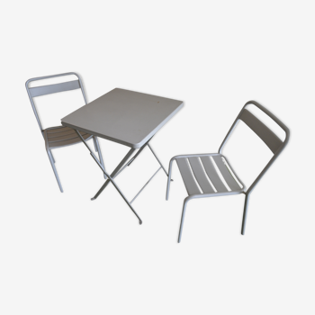 Square table and two chairs