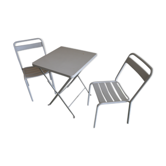 Square table and two chairs