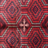 Red Wool Tribal Area Rug Hand made Oriental Wool Carpet- 171x247cm