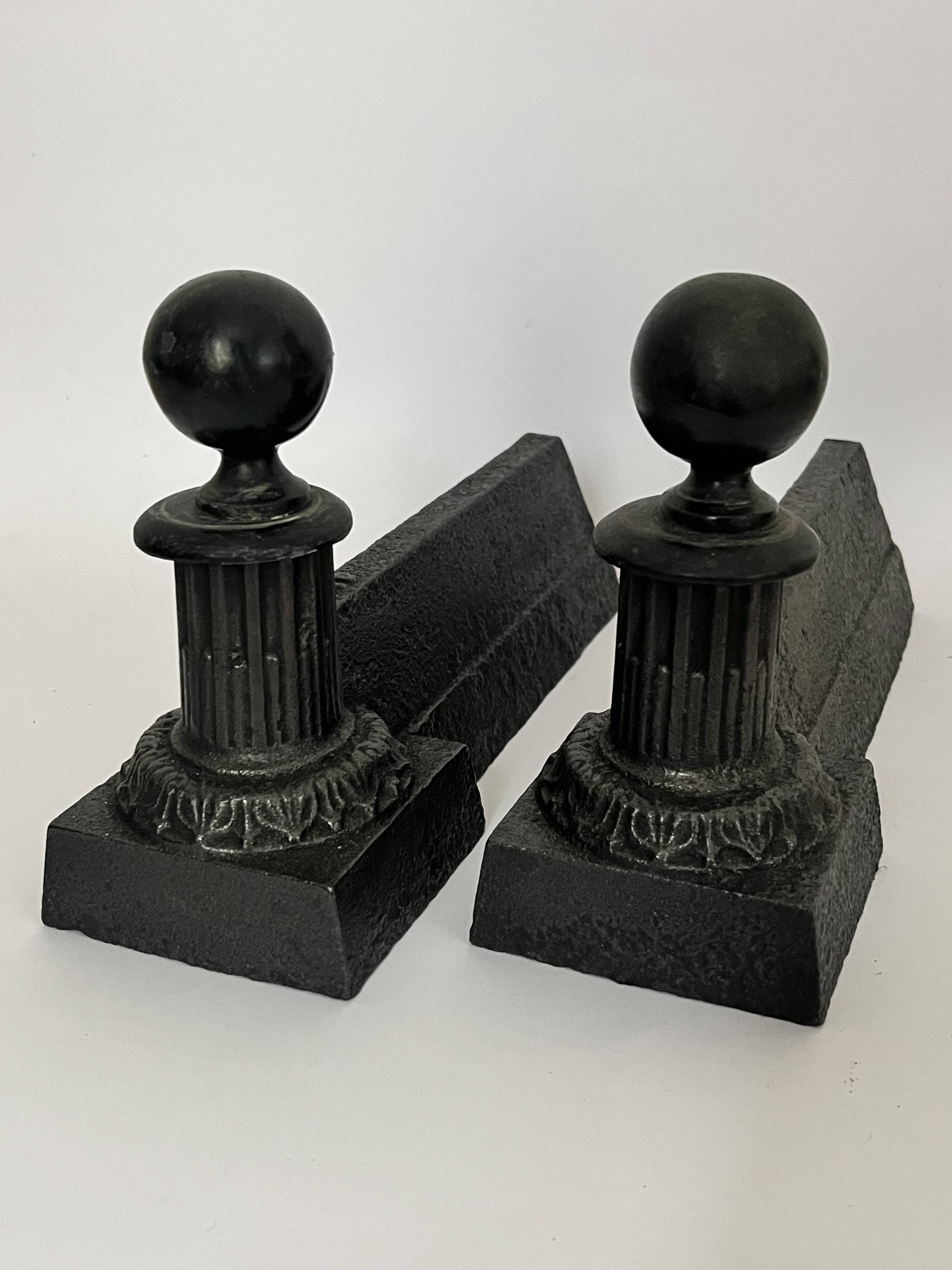 Pair of neoclassical andirons