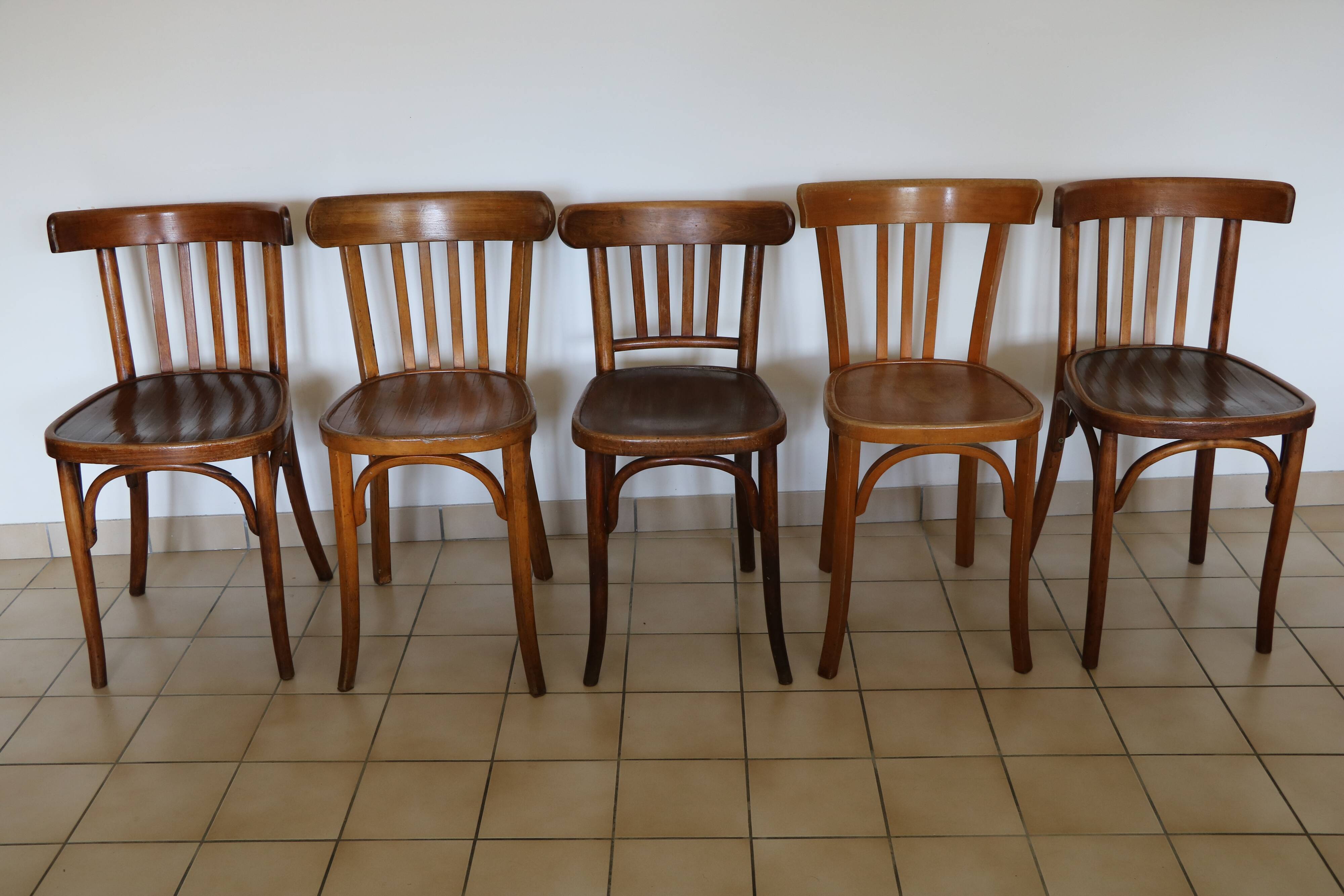 5 vintage bistro chairs