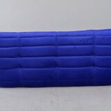 Togo three-seat sofa in blue velvet by Michel Ducaroy for Ligne Roset