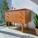 Vintage Scandinavian commode from the 1950s – Wooden furniture with 3 drawers, Nordic furniture, retro storage.