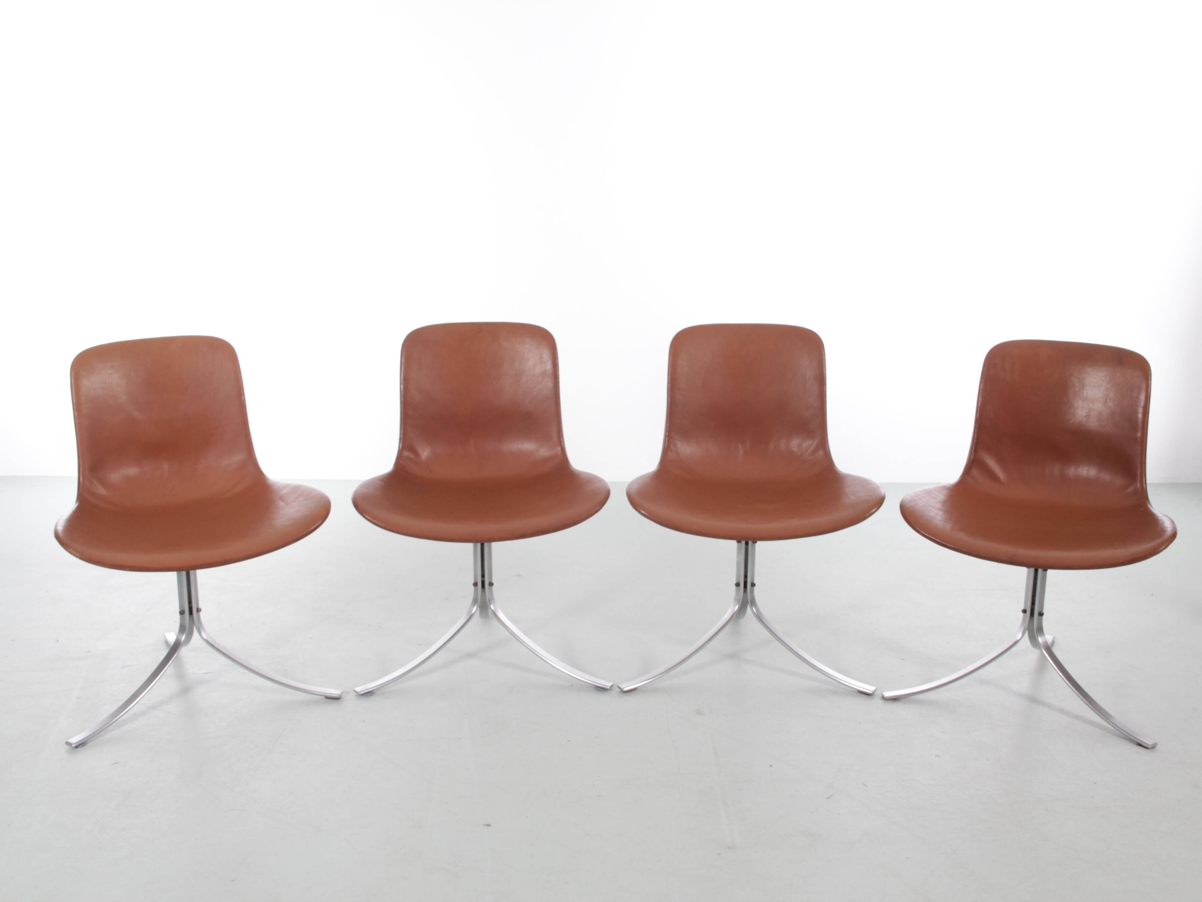 Set of 4 Scandinavian chairs model PK9 original edition K. Christiansen